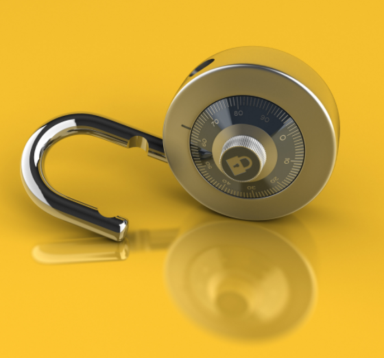 An unlocked padlock on a yellow background